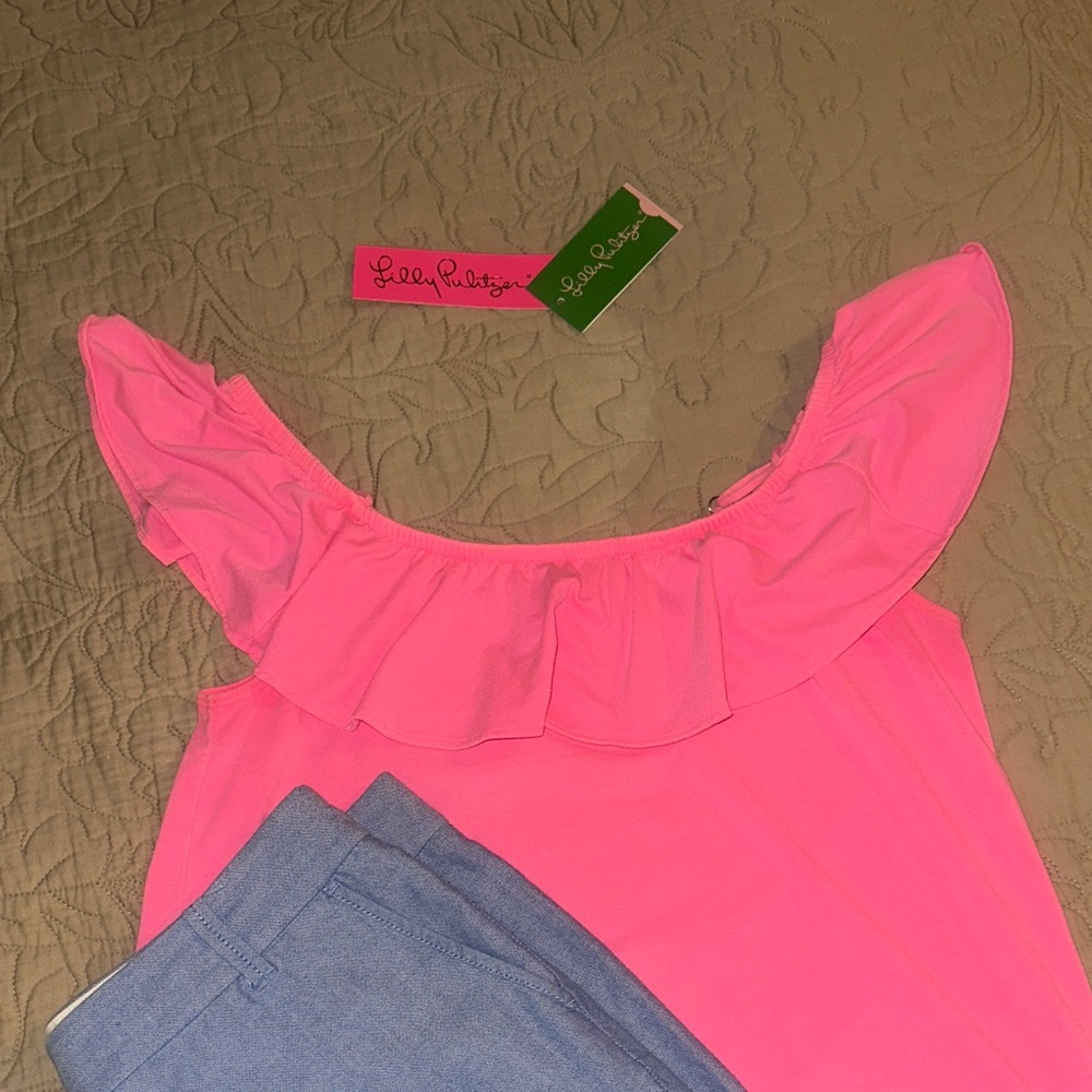 Lilly Pulitzer Pink Ruffle top - Picture 3 of 4
